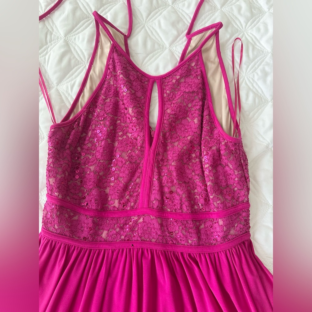 ⚡️Clearance | Final Sale ⚡️ 
Fuchsia Pink Lace Sequin Prom Dress ,Evening Gown